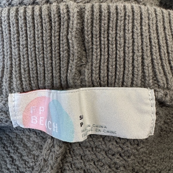 Free People  Beach Hailee Sweater Khaki Waffle Cropped Beige Wide Leg Knit Pants - Picture 5 of 9